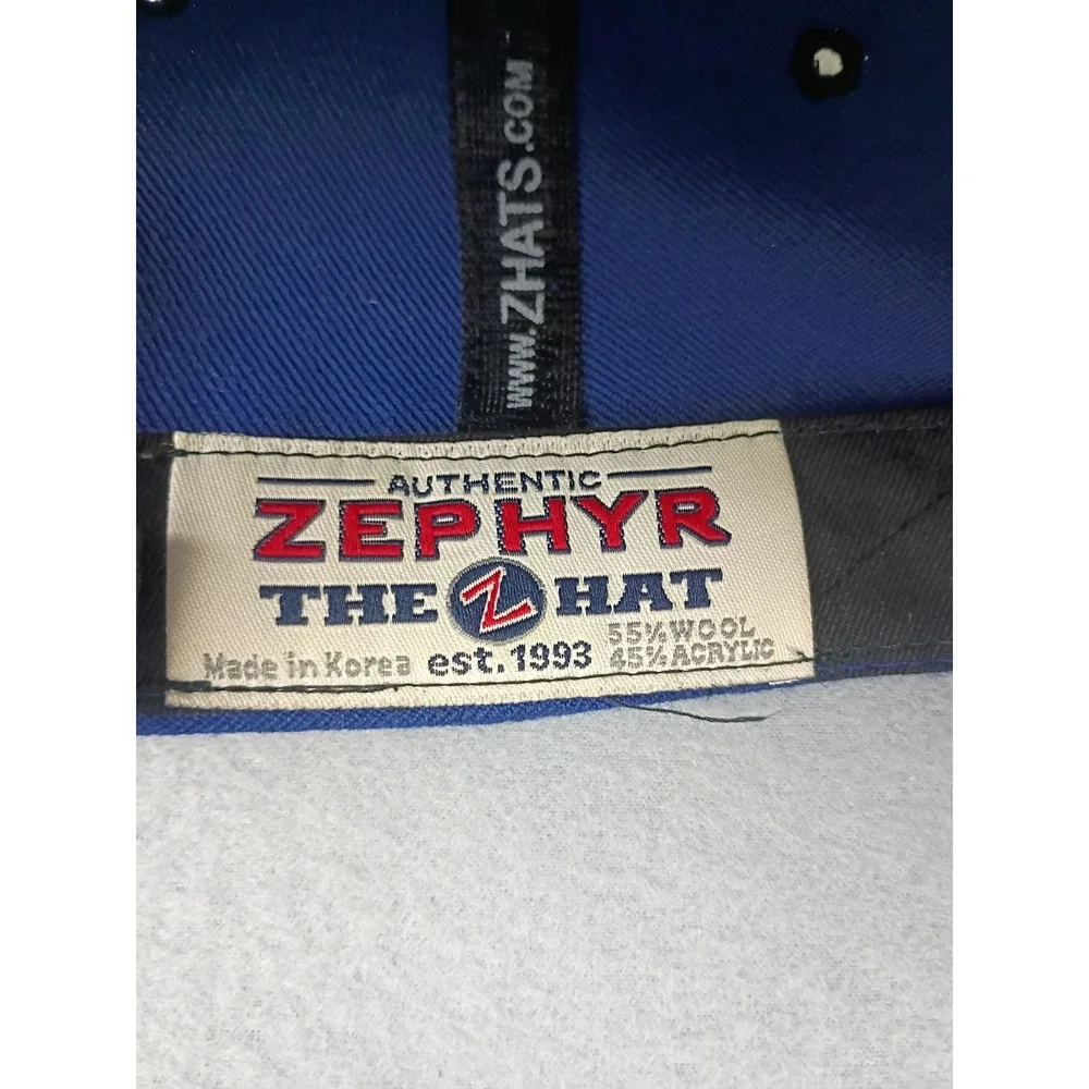 Zephyr The Z Hat Mens Blue Wool Blend W Logo Snapback Baseball Cap